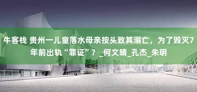 牛客栈 贵州一儿童落水母亲按头致其溺亡，为了毁灭7年前出轨“罪证”？_何文晴_孔杰_朱明