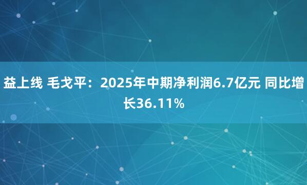 益上线 毛戈平：2025年中期净利润6.7亿元 同比增长36.11%