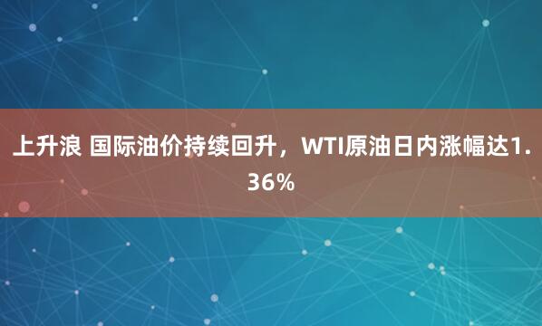 上升浪 国际油价持续回升，WTI原油日内涨幅达1.36%