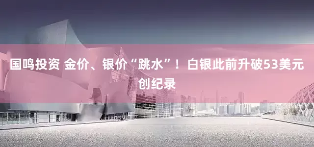 国鸣投资 金价、银价“跳水”!白银此前升破53美元创纪录